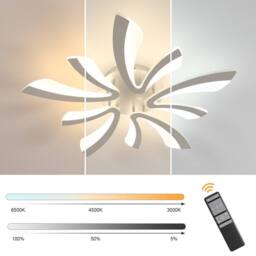 COMELY Dimmable LED Ceiling Light, 48W Modern LED Ceiling with Remote Control in Silver - thumbnail 6