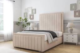 "Comfort Beds Emperor Naples Bed Frame - 50"" Upholstered Headboard in Light Sand - Size: Super King" - thumbnail 1