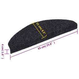 Berkfield Home 15 pcs Self-adhesive Stair Mats Needle Punch 65x21x4 cm Black - Size: Medium - thumbnail 8