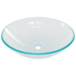 Berkfield Home Durable Bathroom Sink with Tap & Push Drain Clear Tempered Glass in Black - thumbnail 6