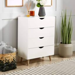 Home Source Sideboard Chest Drawers TV Stand Bedside Living Room Boden in White - thumbnail 1