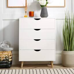 Home Source Sideboard Chest Drawers TV Stand Bedside Living Room Boden in White - thumbnail 2