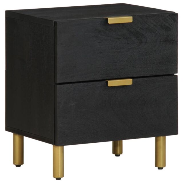 Berkfield Home Bedside Cabinet Black 40x33x46 cm Solid Wood Mango - Size: 40 x 33 x 46 cm - image 1