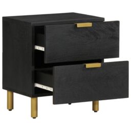 Berkfield Home Bedside Cabinet Black 40x33x46 cm Solid Wood Mango - Size: 40 x 33 x 46 cm - thumbnail 2