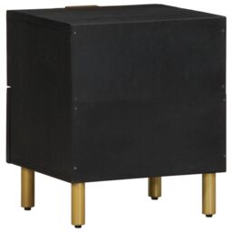 Berkfield Home Bedside Cabinet Black 40x33x46 cm Solid Wood Mango - Size: 40 x 33 x 46 cm - thumbnail 5