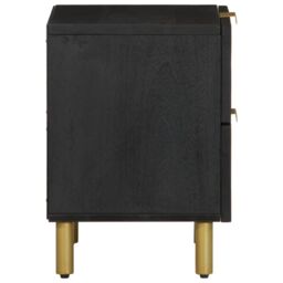 Berkfield Home Bedside Cabinet Black 40x33x46 cm Solid Wood Mango - Size: 40 x 33 x 46 cm - thumbnail 4