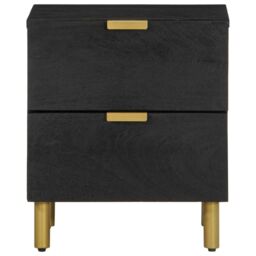 Berkfield Home Bedside Cabinet Black 40x33x46 cm Solid Wood Mango - Size: 40 x 33 x 46 cm - thumbnail 3