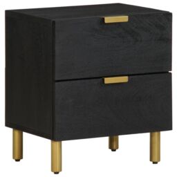 Berkfield Home Bedside Cabinet Black 40x33x46 cm Solid Wood Mango - Size: 40 x 33 x 46 cm - thumbnail 1