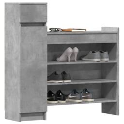 Berkfield Home Shoe Cabinet Concrete Grey 100.5x28x100 cm Engineered Wood - thumbnail 4