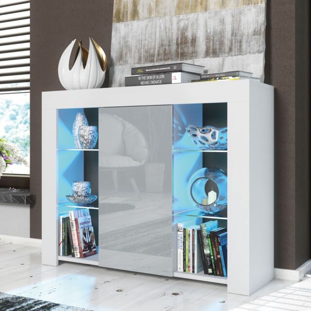 Creative Furniture Harbor Sideboard 97cm - A Stylish & Functional Cabinet with Gloss Doors & LED Lights in Grey - image 1