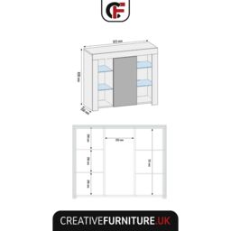 Creative Furniture Harbor Sideboard 97cm - A Stylish & Functional Cabinet with Gloss Doors & LED Lights in Grey - thumbnail 4