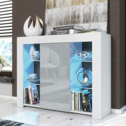 Creative Furniture Harbor Sideboard 97cm - A Stylish & Functional Cabinet with Gloss Doors & LED Lights in Grey - thumbnail 1