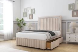 "Sloomy Boston Chrome Naples Divan Base 2 Drawers-26"" Headboard- Footboard in Light Sand - Size: Small Single" - thumbnail 4