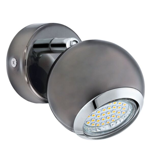 Loops Wall Spot Light Round Colour Nickel Chrome Shade Bulb GU10 1x3W Included in Metallics - image 1