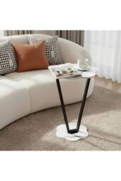 Living and Home Elegant Side Table End Table in White