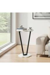 Living and Home Elegant Side Table End Table in White - thumbnail 3