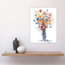 "Artery8 Wall Art Print Wildflower Bouquet in Vase Abstract Watercolour Poster - Size: W24"" x H32""" - thumbnail 4