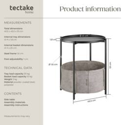 tectake Bedside Table Canterbury in Black - thumbnail 6
