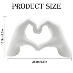 Huhote Resin Heart Hands Love Gesture Sculpture Modern Home Office Desk Decor in White - thumbnail 4