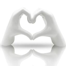 Huhote Resin Heart Hands Love Gesture Sculpture Modern Home Office Desk Decor in White - thumbnail 5
