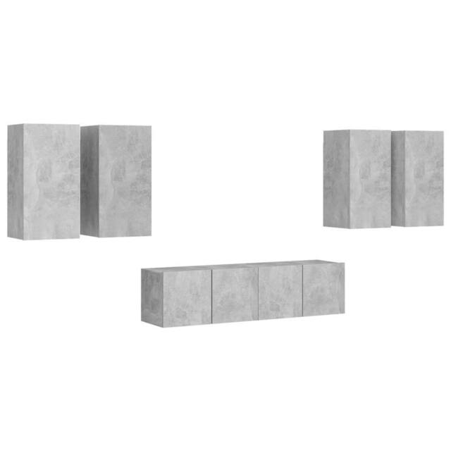 Berkfield Home 6 Piece TV Cabinet Set Concrete Grey Engineered Wood - image 1