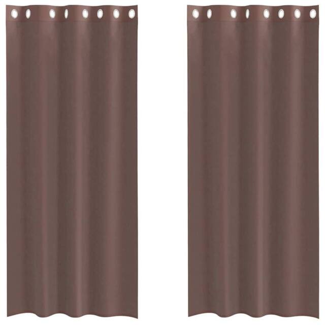 Berkfield Home Voile Curtains with Grommets 2 pcs Brown 140x225 cm - image 1