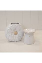 KDMD Natural Ceramic Vase with Flower Design in White - thumbnail 2