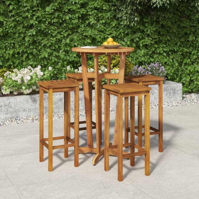 Berkfield Home 5 Piece Garden Bar Set Solid Wood Acacia in Brown - image 1
