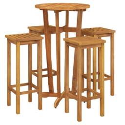 Berkfield Home 5 Piece Garden Bar Set Solid Wood Acacia in Brown - thumbnail 3