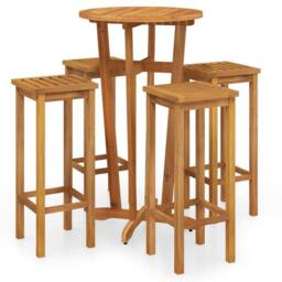 Berkfield Home 5 Piece Garden Bar Set Solid Wood Acacia in Brown - thumbnail 2