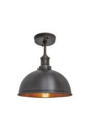 Brooklyn Dome Flush Mount, 8 Inch, Pewter & Copper, Pewter Holder