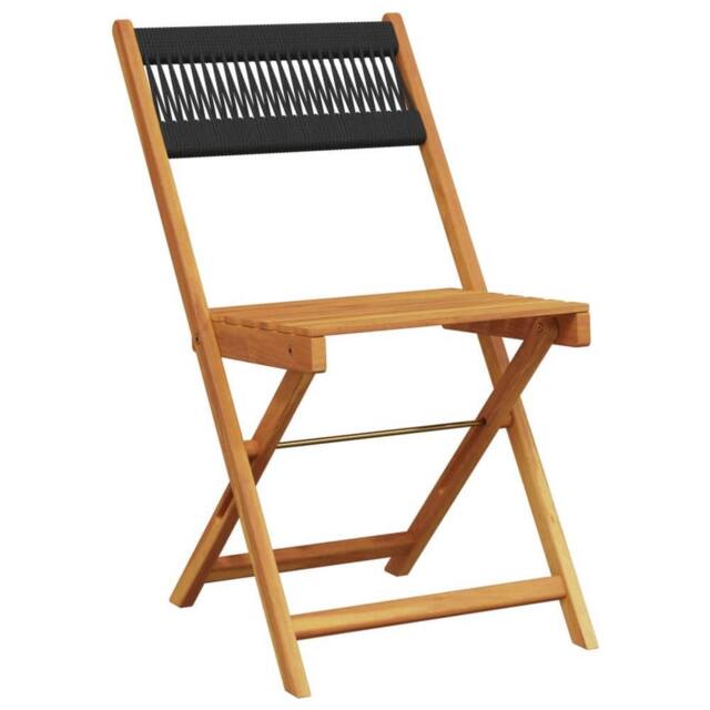 Berkfield Home Beautiful Folding Garden Chairs 4 pcs Black Solid Wood Acacia in Natural - image 1
