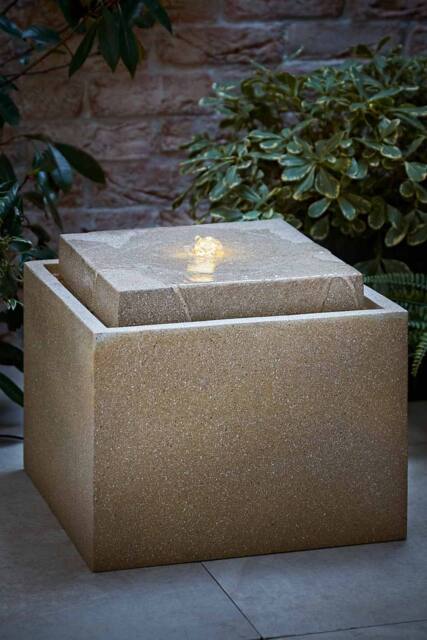 ValueLights Solar Powered Natural Square Outdoor Garden Water Fountain Feature - image 1