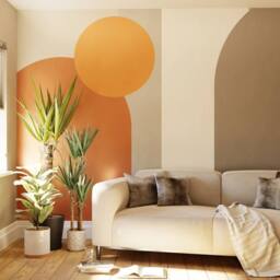 Superfresco Easy Curve & Arch Geo Rust Print To Order 3m x 2.8m Mural in Red - thumbnail 1