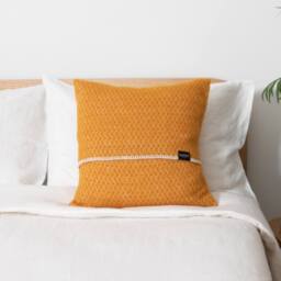 Native Natural Hoop Mustard Wool Cushion 45x45cm - Size: 45 cm x 45 cm