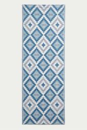 Homescapes Luxury Outdoor Rug Waterproof Reversible for Garden, Blue Mia Aztec - Size: 75 cm x 200 cm