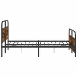 Berkfield Home Metal Bed Frame without Mattress Smoked Oak 150x200 cm King Size in Brown - thumbnail 6