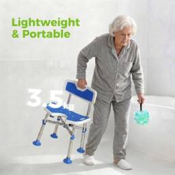 KORVIXA Shower Chair with HDPE Padded Seat in Blue - thumbnail 4