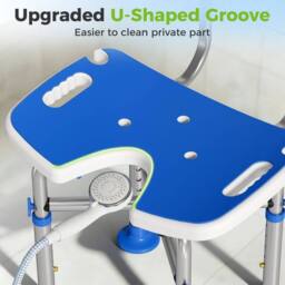 KORVIXA Shower Chair with HDPE Padded Seat in Blue - thumbnail 3