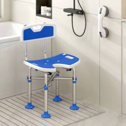 KORVIXA Shower Chair with HDPE Padded Seat in Blue - thumbnail 1