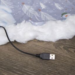 Samuel Alexander 90cm USB Powered Light up The Snowman Fabric Christmas Tree Skirt with LEDs in Grey - thumbnail 6