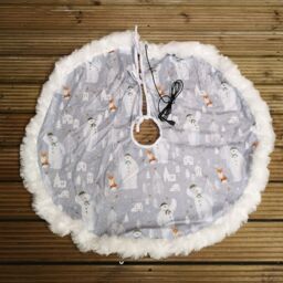 Samuel Alexander 90cm USB Powered Light up The Snowman Fabric Christmas Tree Skirt with LEDs in Grey - thumbnail 3