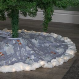 Samuel Alexander 90cm USB Powered Light up The Snowman Fabric Christmas Tree Skirt with LEDs in Grey - thumbnail 5