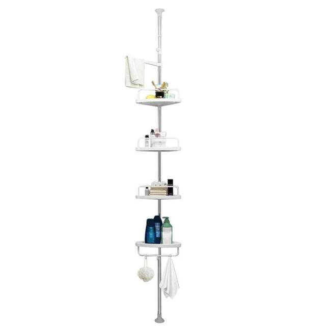 Kelvenix 4 Tier Telescopic Bathroom Wall Corner Shelf Rack in White - image 1