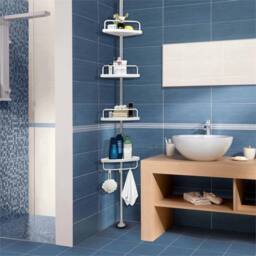 Kelvenix 4 Tier Telescopic Bathroom Wall Corner Shelf Rack in White - thumbnail 4