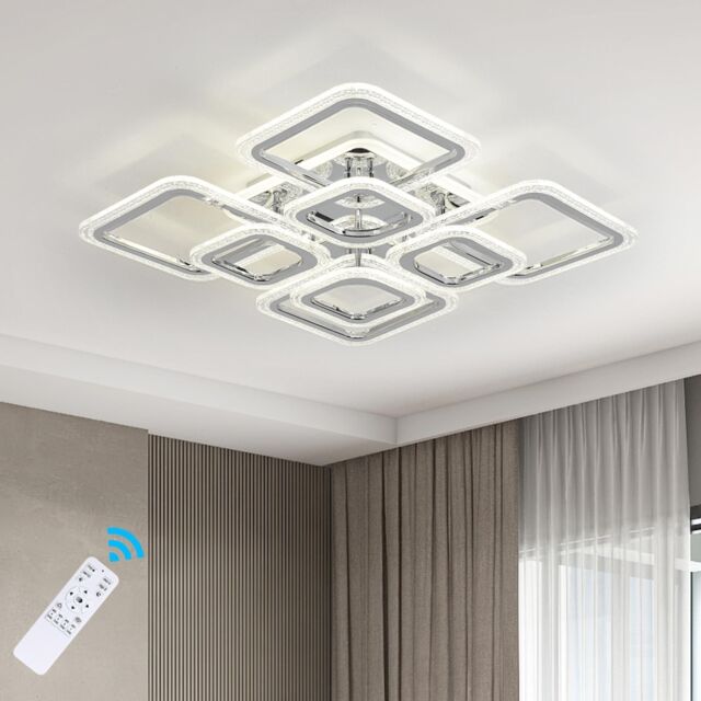 Garwarm Acrylic Led Ceiling Lights Nordic Chandeliers, 8 Rectangles Lighting in Silver - image 1