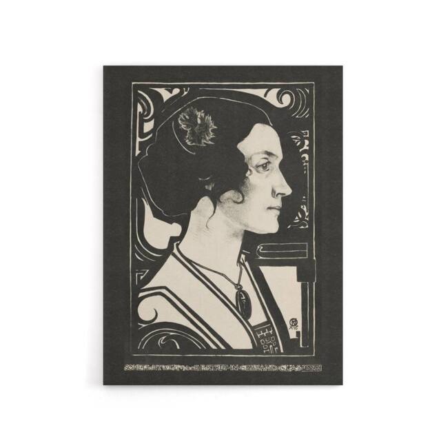 "Artery8 Woman Stained Glass Sketch Portrait Holst Canvas Wall Art Print in Black - Size: W18"" x H24""" - image 1