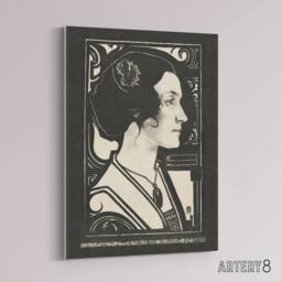 "Artery8 Woman Stained Glass Sketch Portrait Holst Canvas Wall Art Print in Black - Size: W18"" x H24""" - thumbnail 2