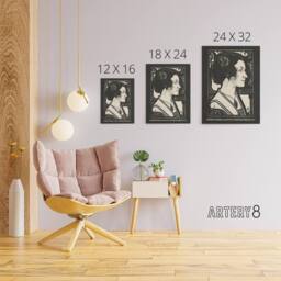 "Artery8 Woman Stained Glass Sketch Portrait Holst Canvas Wall Art Print in Black - Size: W18"" x H24""" - thumbnail 4