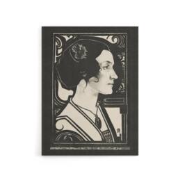 "Artery8 Woman Stained Glass Sketch Portrait Holst Canvas Wall Art Print in Black - Size: W18"" x H24""" - thumbnail 1